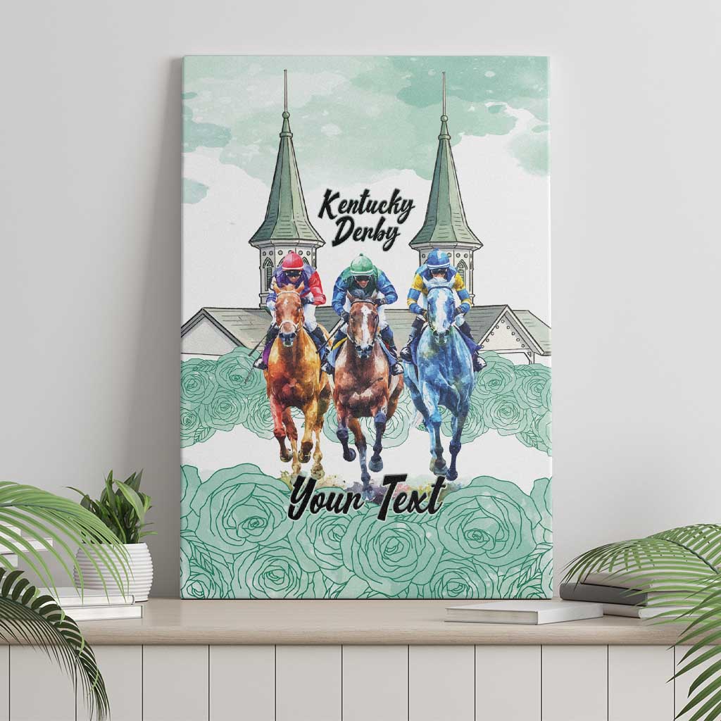 Kentucky Horse Racing Personalized Canvas Wall Art Churchill Downs Roses Pastel Green