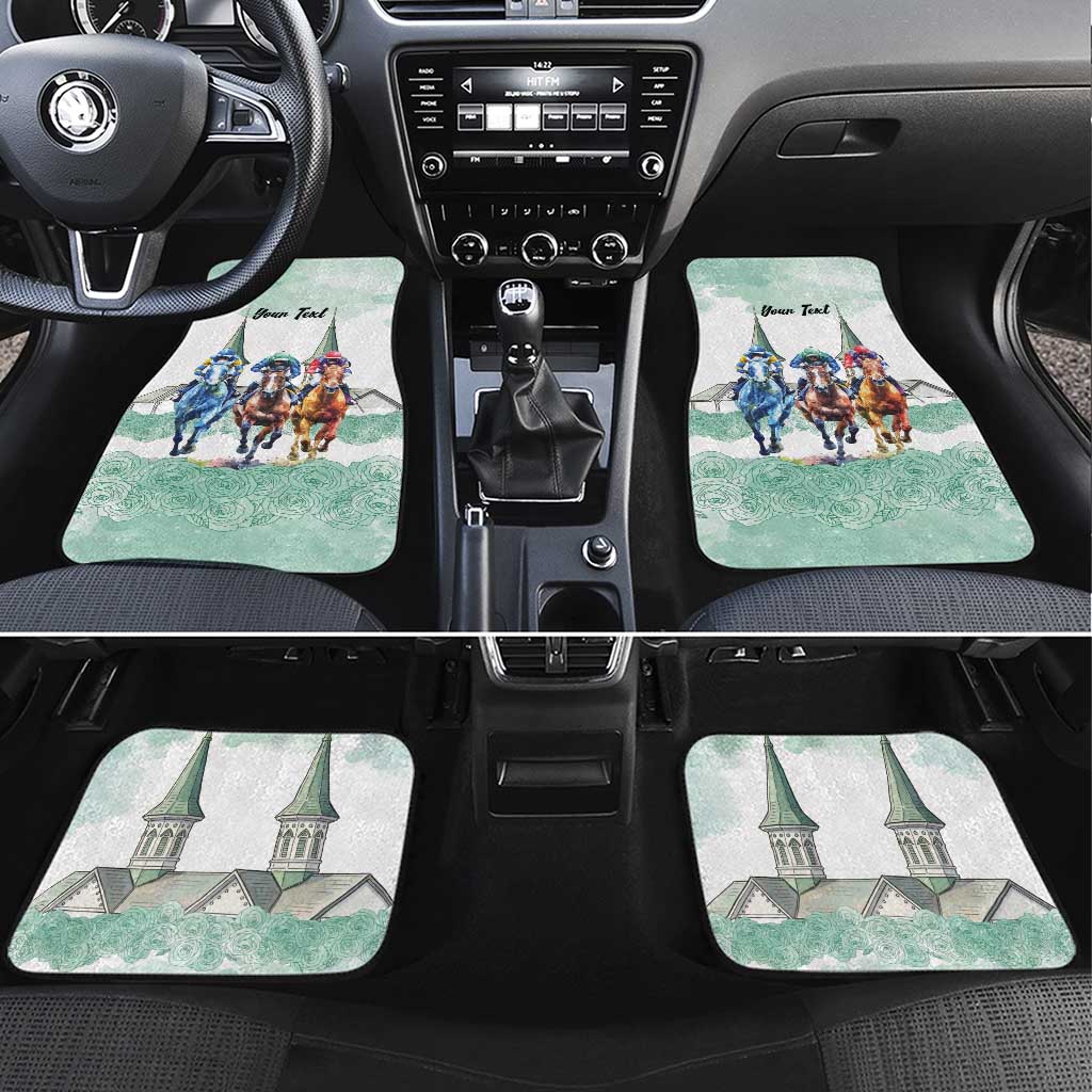 Kentucky Horse Racing Personalized Car Mats Churchill Downs Roses Pastel Green