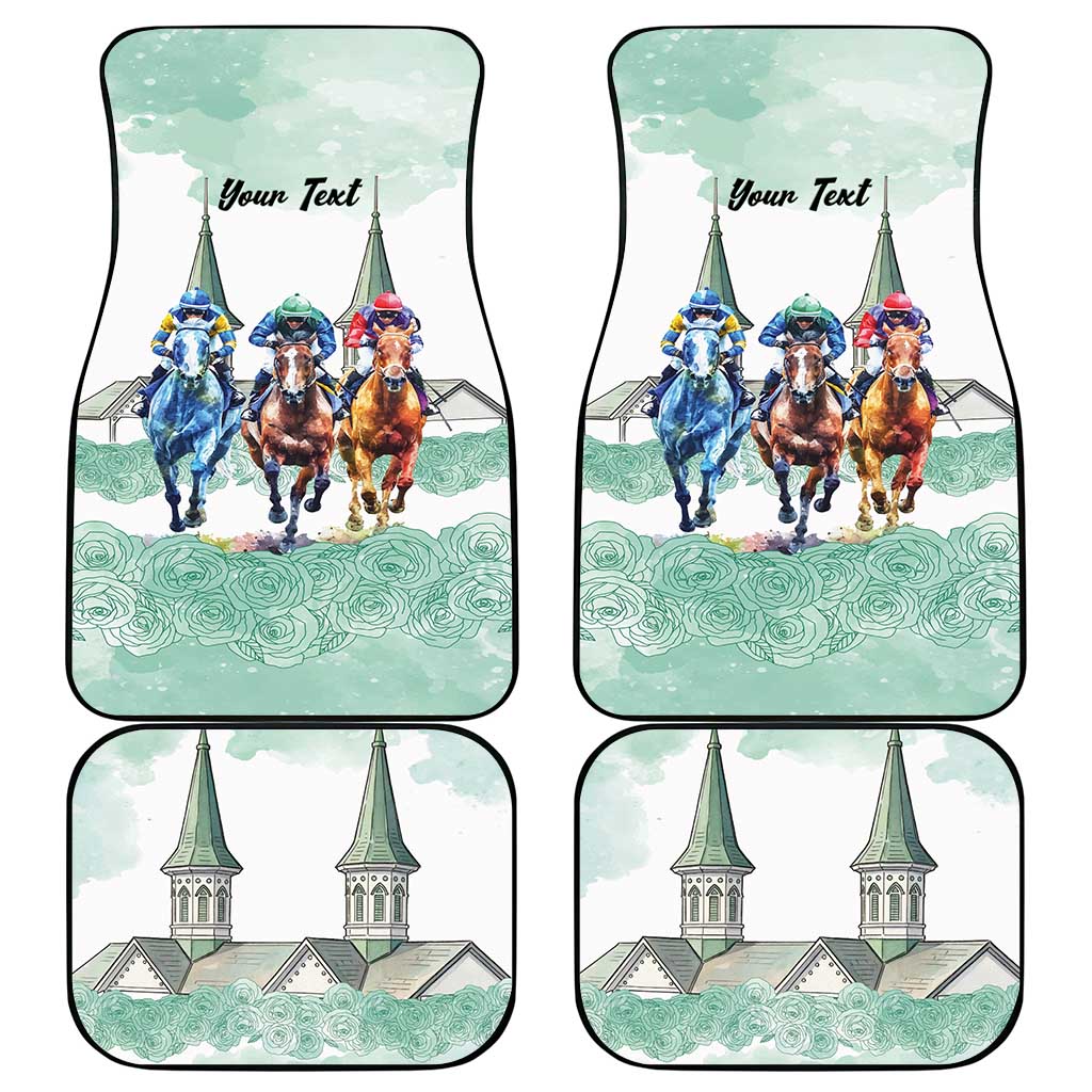 Kentucky Horse Racing Personalized Car Mats Churchill Downs Roses Pastel Green