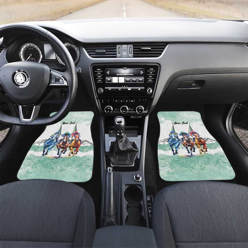 Kentucky Horse Racing Personalized Car Mats Churchill Downs Roses Pastel Green