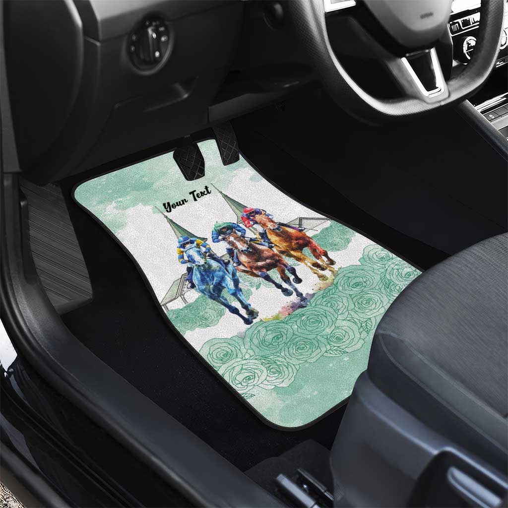 Kentucky Horse Racing Personalized Car Mats Churchill Downs Roses Pastel Green