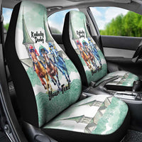 Kentucky Horse Racing Personalized Car Seat Cover Churchill Downs Roses Pastel Green