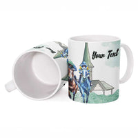 Kentucky Horse Racing Personalized Ceramic Mug Churchill Downs Roses Pastel Green