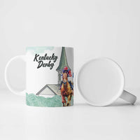 Kentucky Horse Racing Personalized Ceramic Mug Churchill Downs Roses Pastel Green