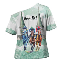 Kentucky Horse Racing Personalized Cross Shoulder Shirt Churchill Downs Roses Pastel Green