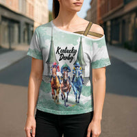 Kentucky Horse Racing Personalized Cross Shoulder Shirt Churchill Downs Roses Pastel Green
