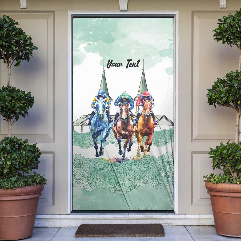 Kentucky Horse Racing Personalized Door Cover Churchill Downs Roses Pastel Green