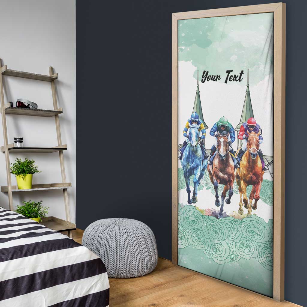 Kentucky Horse Racing Personalized Door Cover Churchill Downs Roses Pastel Green