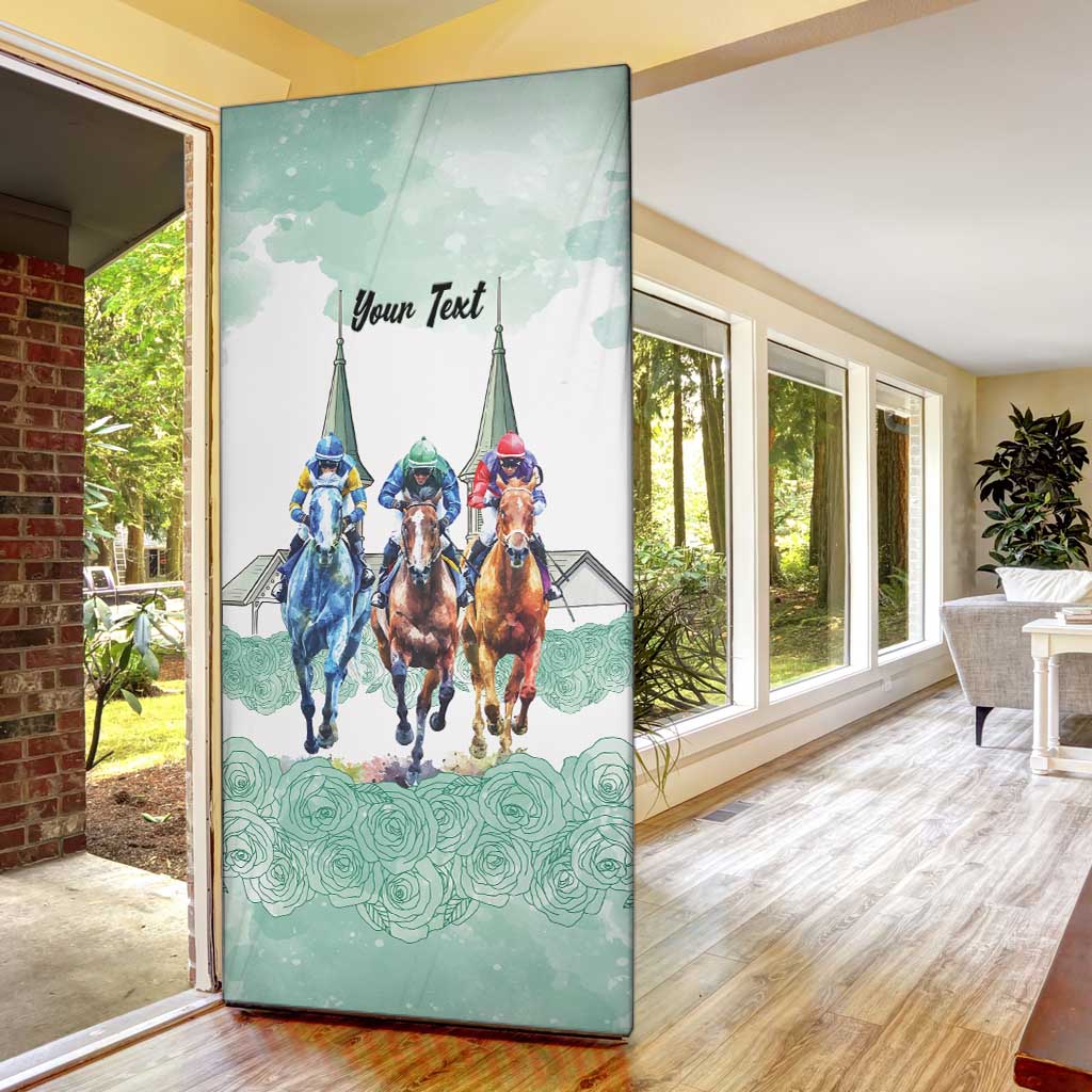 Kentucky Horse Racing Personalized Door Cover Churchill Downs Roses Pastel Green