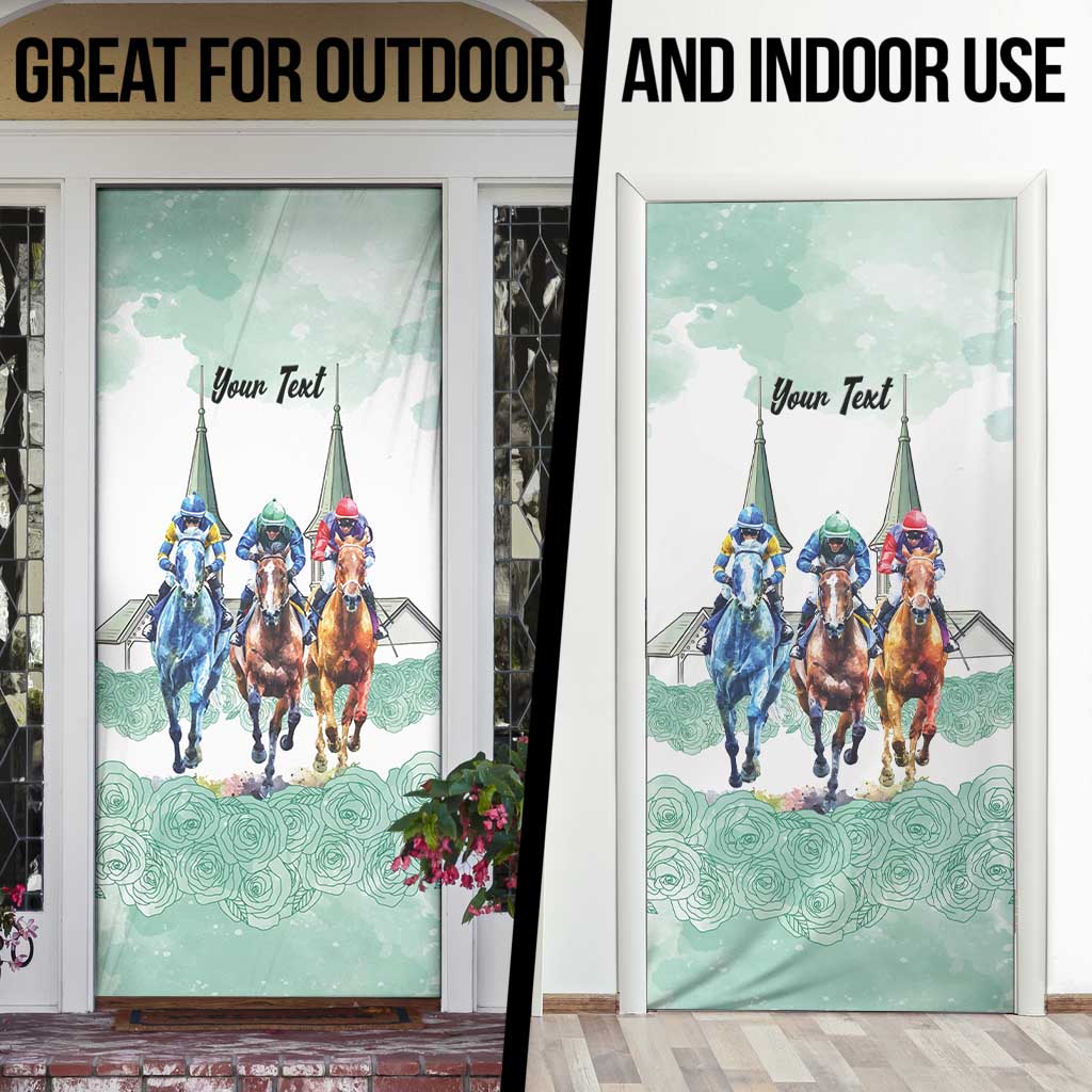 Kentucky Horse Racing Personalized Door Cover Churchill Downs Roses Pastel Green