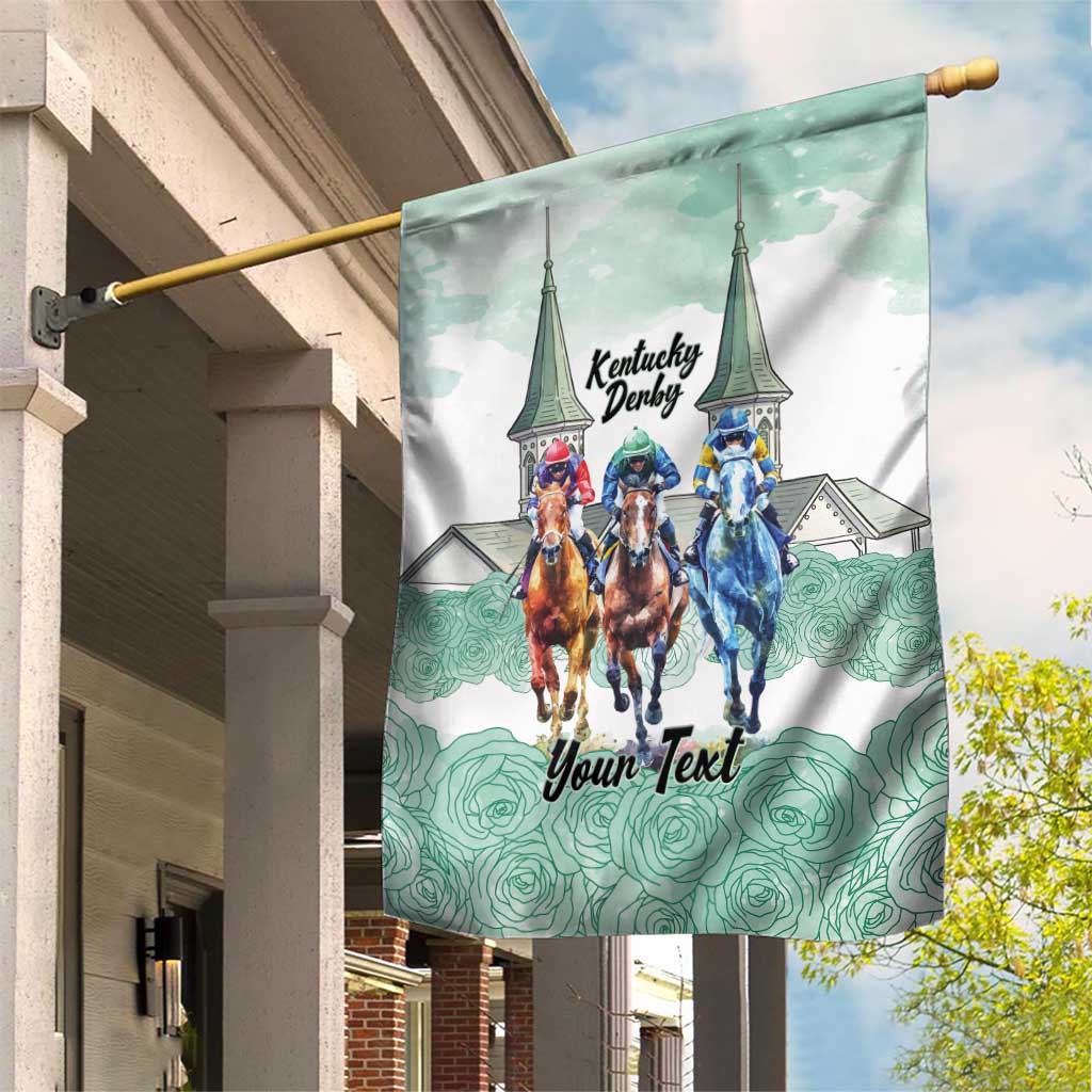 Kentucky Horse Racing Personalized Garden Flag Churchill Downs Roses Pastel Green