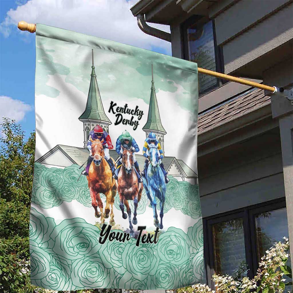 Kentucky Horse Racing Personalized Garden Flag Churchill Downs Roses Pastel Green
