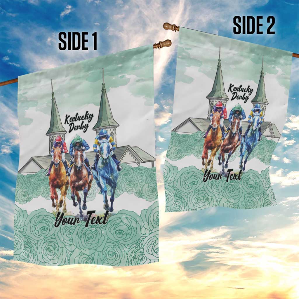 Kentucky Horse Racing Personalized Garden Flag Churchill Downs Roses Pastel Green
