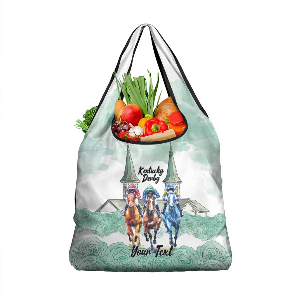 Kentucky Horse Racing Personalized Grocery Bag Churchill Downs Roses Pastel Green
