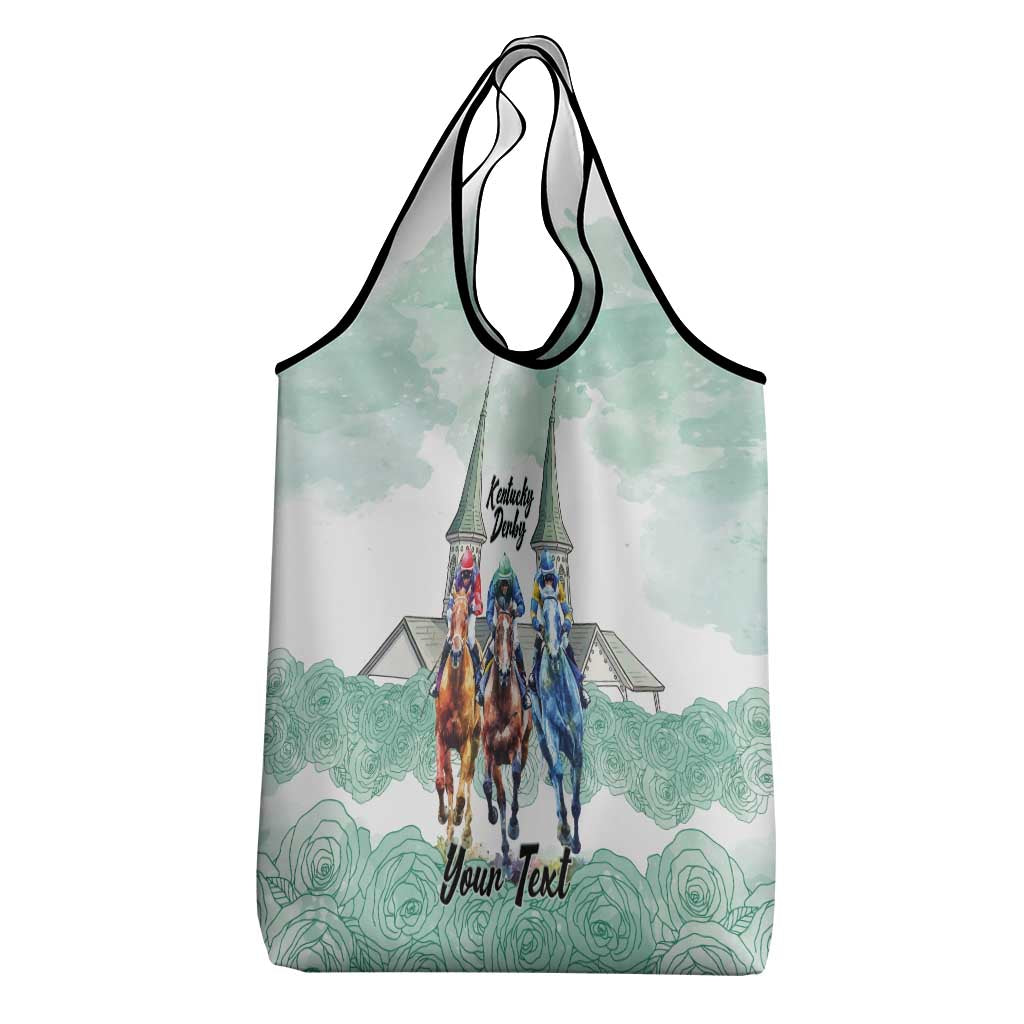 Kentucky Horse Racing Personalized Grocery Bag Churchill Downs Roses Pastel Green