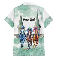 Kentucky Horse Racing Personalized Hawaiian Shirt Churchill Downs Roses Pastel Green