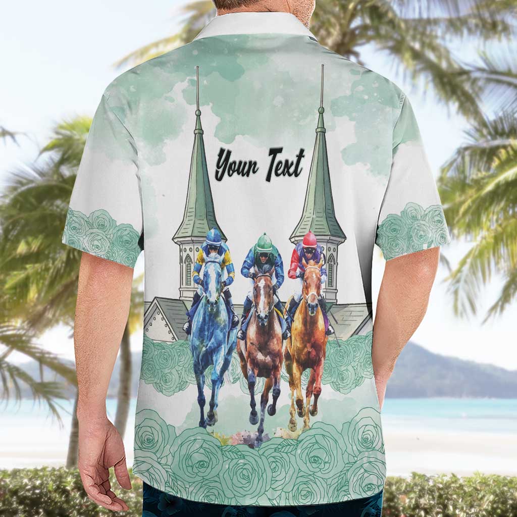 Kentucky Horse Racing Personalized Hawaiian Shirt Churchill Downs Roses Pastel Green