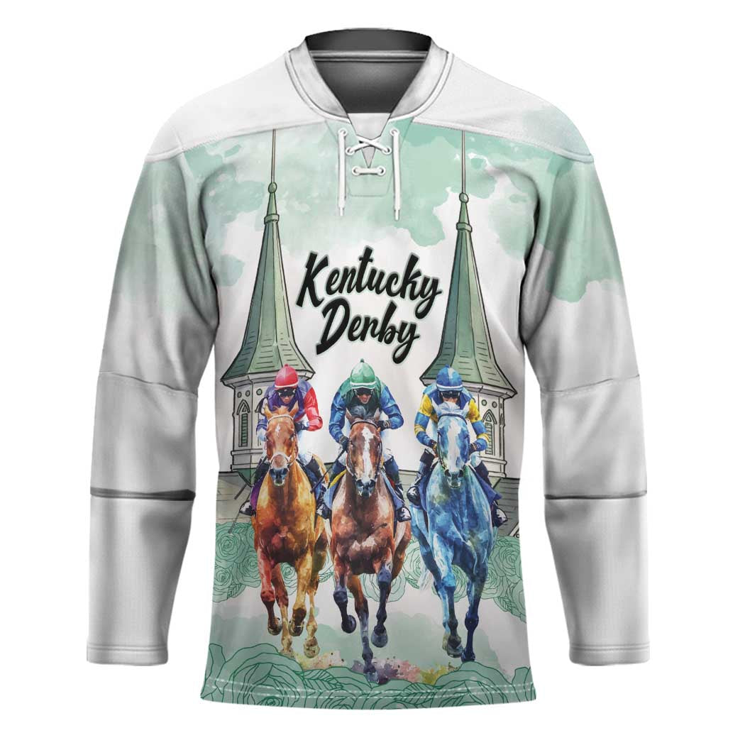 Kentucky Horse Racing Personalized Hockey Jersey Churchill Downs Roses Pastel Green