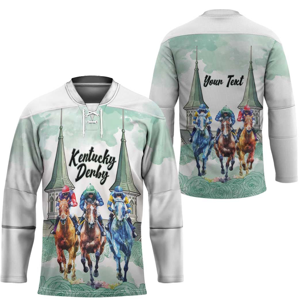 Kentucky Horse Racing Personalized Hockey Jersey Churchill Downs Roses Pastel Green