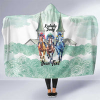Kentucky Horse Racing Personalized Hooded Blanket Churchill Downs Roses Pastel Green