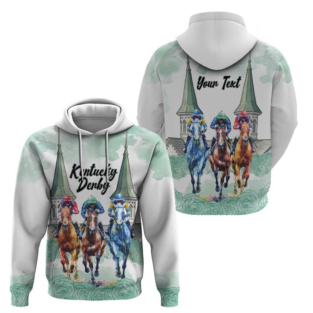 Kentucky Horse Racing Personalized Hoodie Churchill Downs Roses Pastel Green