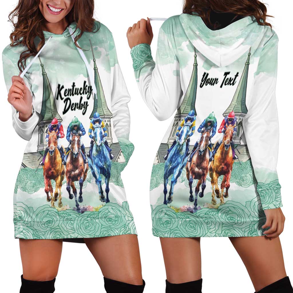 Kentucky Horse Racing Personalized Hoodie Dress Churchill Downs Roses Pastel Green