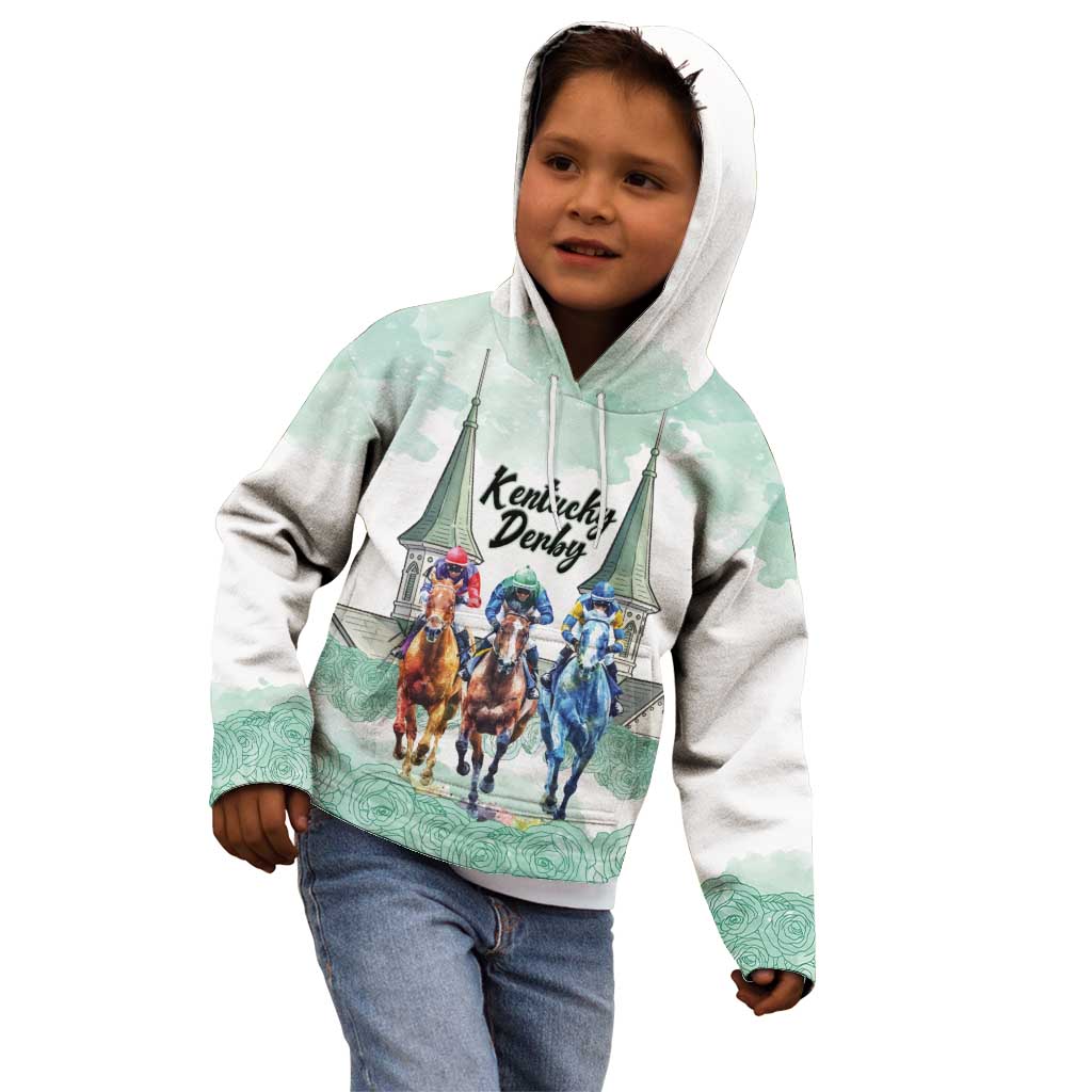 Kentucky Horse Racing Personalized Kid Hoodie Churchill Downs Roses Pastel Green