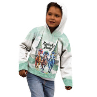 Kentucky Horse Racing Personalized Kid Hoodie Churchill Downs Roses Pastel Green