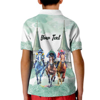 Kentucky Horse Racing Personalized Kid Polo Shirt Churchill Downs Roses Pastel Green