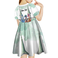 Kentucky Horse Racing Personalized Kid Short Sleeve Dress Churchill Downs Roses Pastel Green