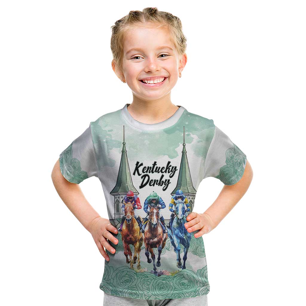 Kentucky Horse Racing Personalized Kid T Shirt Churchill Downs Roses Pastel Green