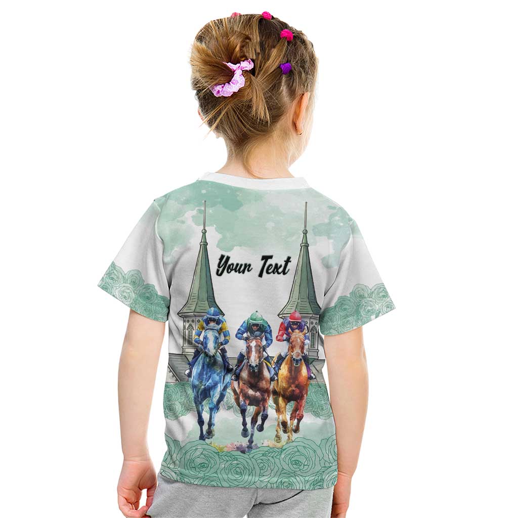 Kentucky Horse Racing Personalized Kid T Shirt Churchill Downs Roses Pastel Green