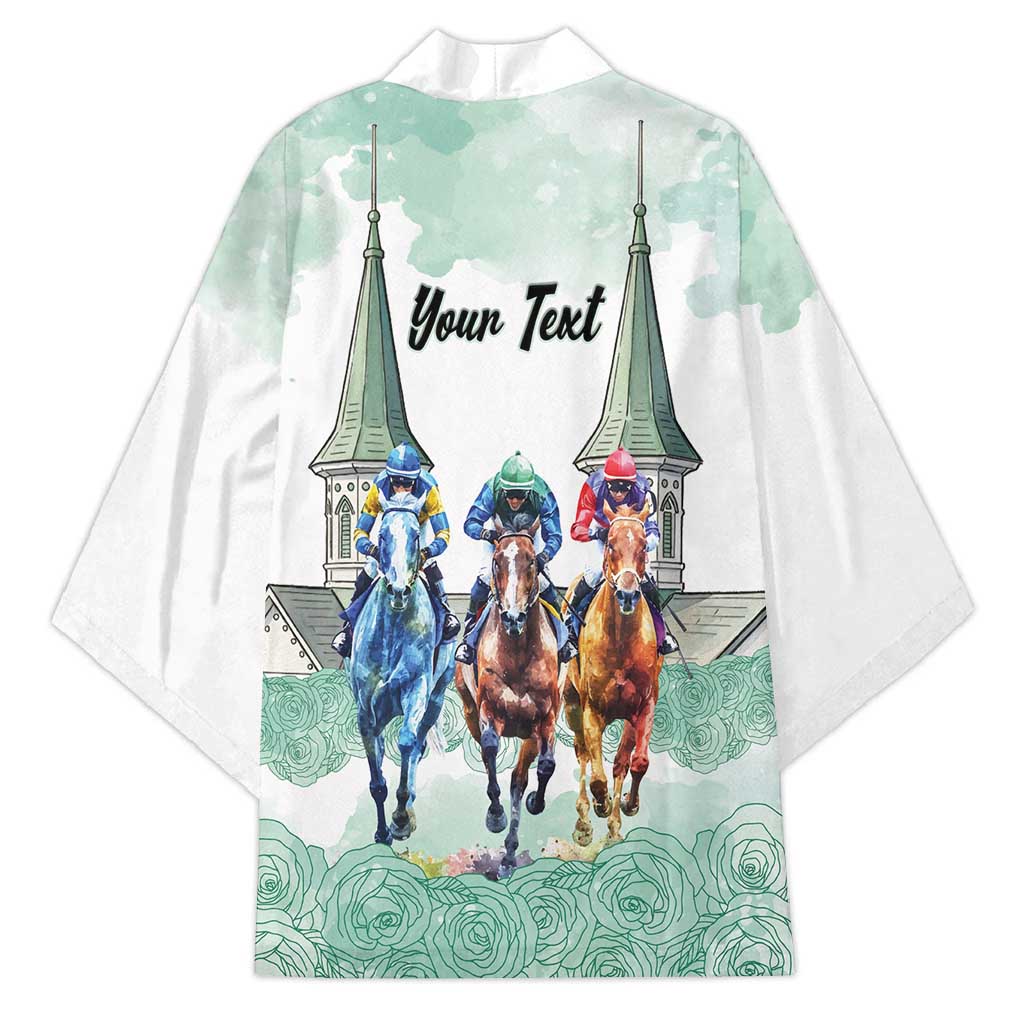 Kentucky Horse Racing Personalized Kimono Churchill Downs Roses Pastel Green