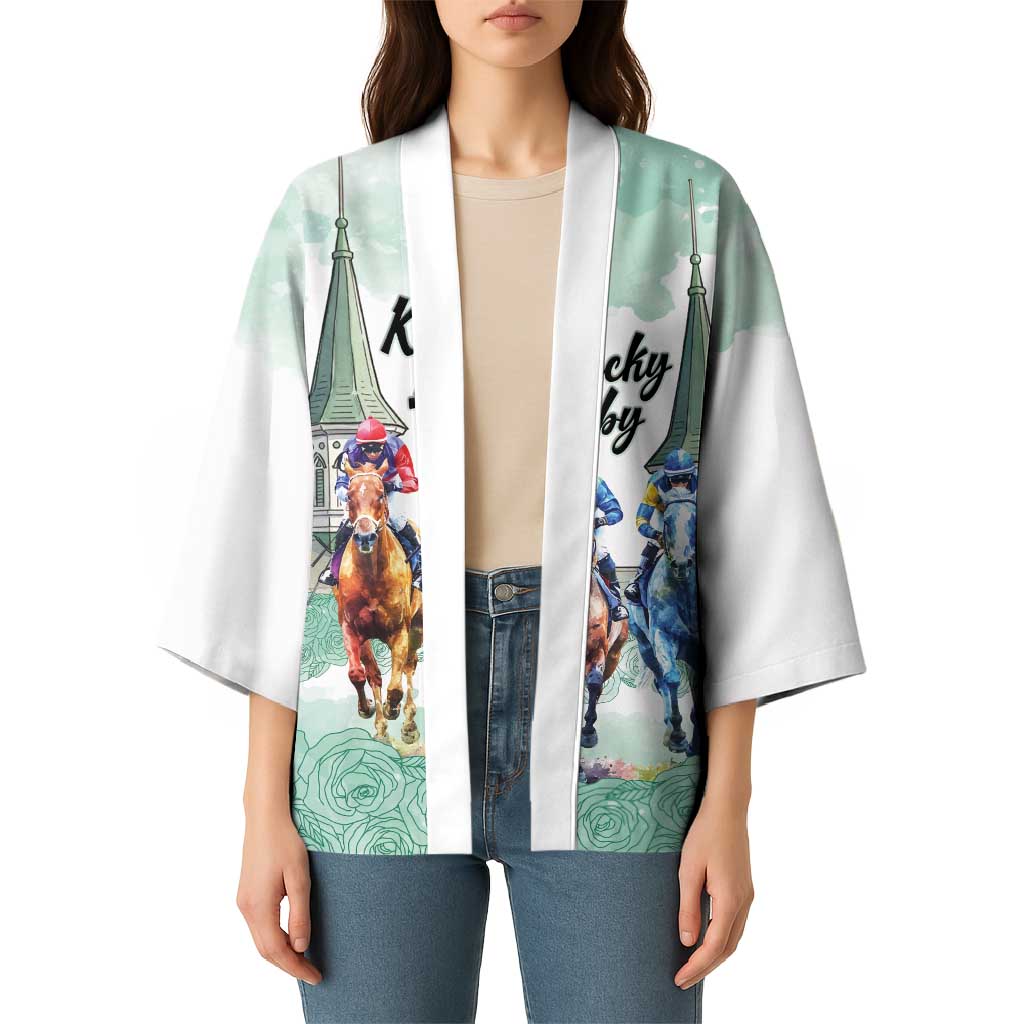 Kentucky Horse Racing Personalized Kimono Churchill Downs Roses Pastel Green