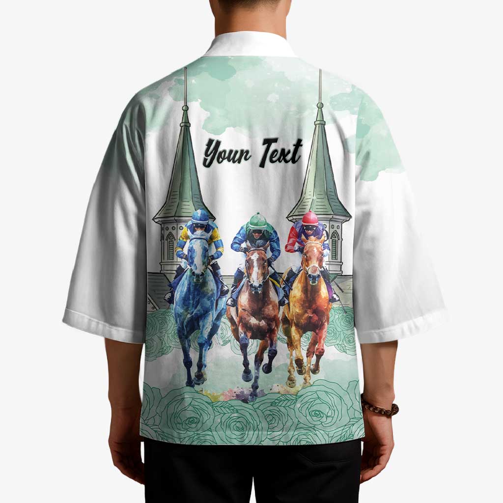 Kentucky Horse Racing Personalized Kimono Churchill Downs Roses Pastel Green