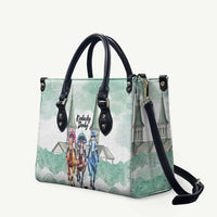 Kentucky Horse Racing Personalized Leather Bag Churchill Downs Roses Pastel Green