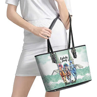 Kentucky Horse Racing Personalized Leather Tote Bag Churchill Downs Roses Pastel Green