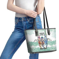 Kentucky Horse Racing Personalized Leather Tote Bag Churchill Downs Roses Pastel Green