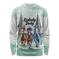 Kentucky Horse Racing Personalized Long Sleeve Shirt Churchill Downs Roses Pastel Green