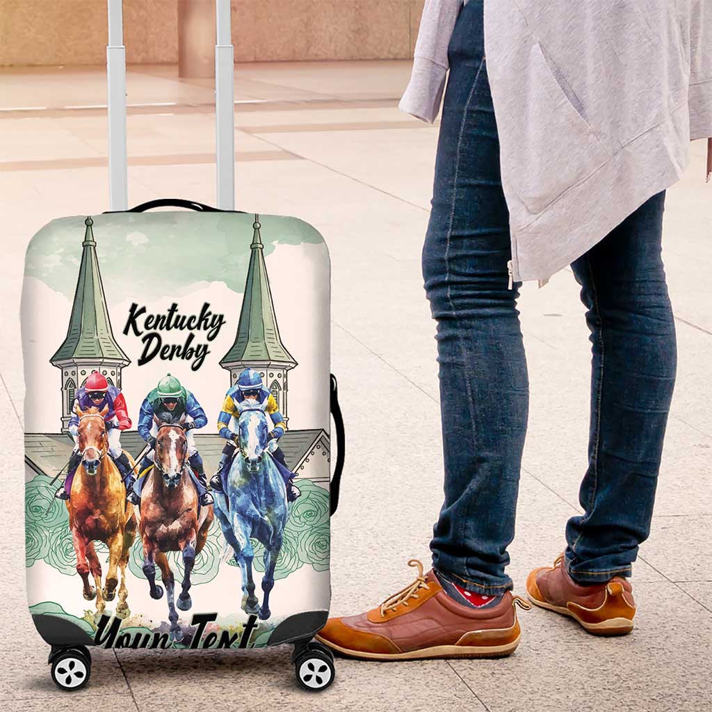 Kentucky Horse Racing Personalized Luggage Cover Churchill Downs Roses Pastel Green