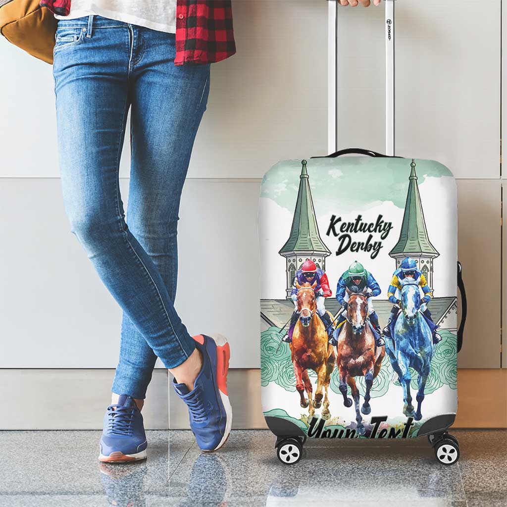 Kentucky Horse Racing Personalized Luggage Cover Churchill Downs Roses Pastel Green