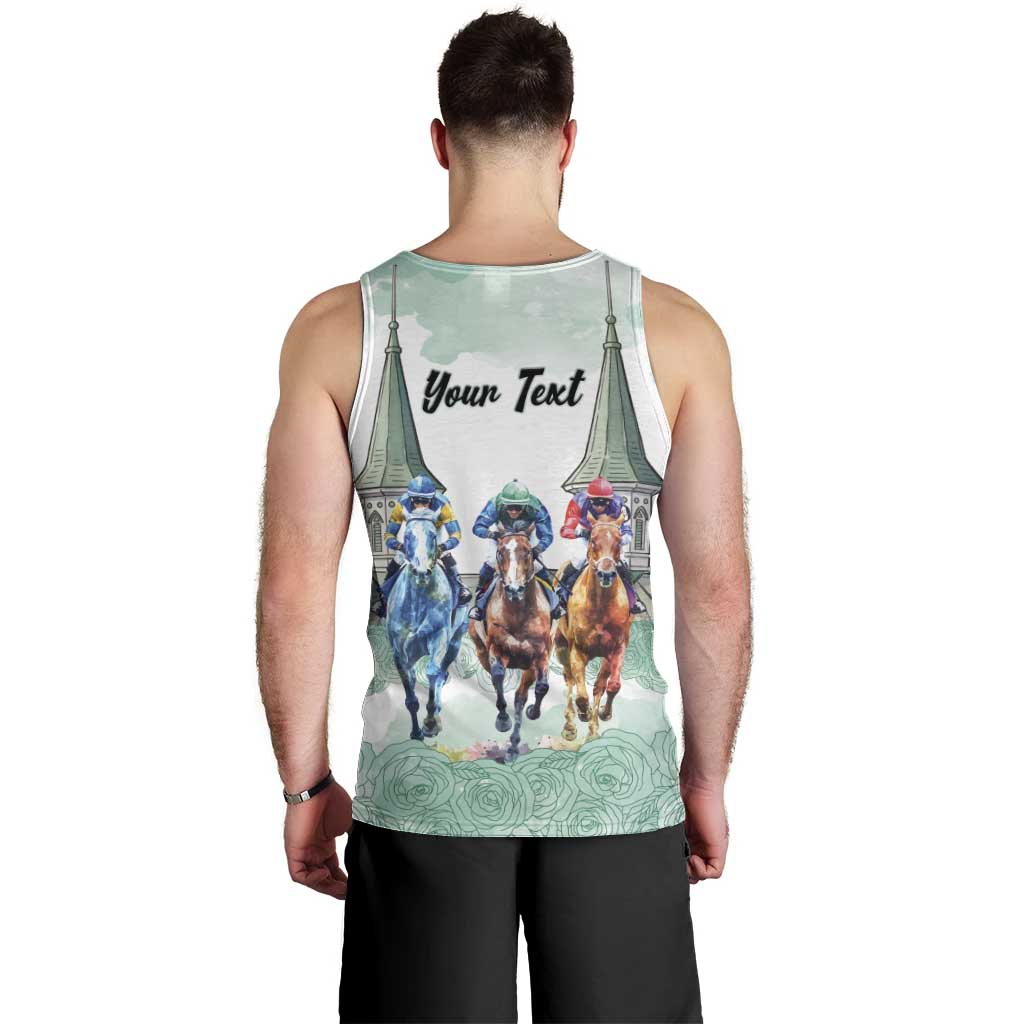 Kentucky Horse Racing Personalized Men Tank Top Churchill Downs Roses Pastel Green