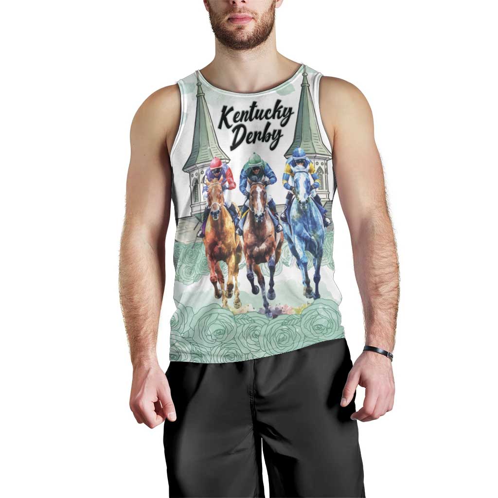Kentucky Horse Racing Personalized Men Tank Top Churchill Downs Roses Pastel Green