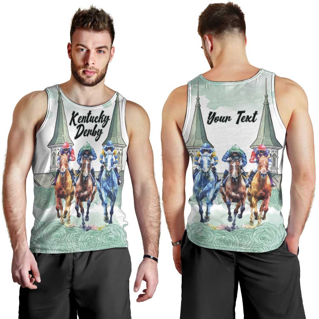 Kentucky Horse Racing Personalized Men Tank Top Churchill Downs Roses Pastel Green