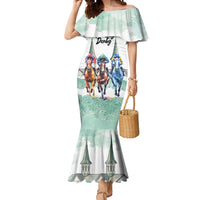Kentucky Horse Racing Personalized Mermaid Dress Churchill Downs Roses Pastel Green