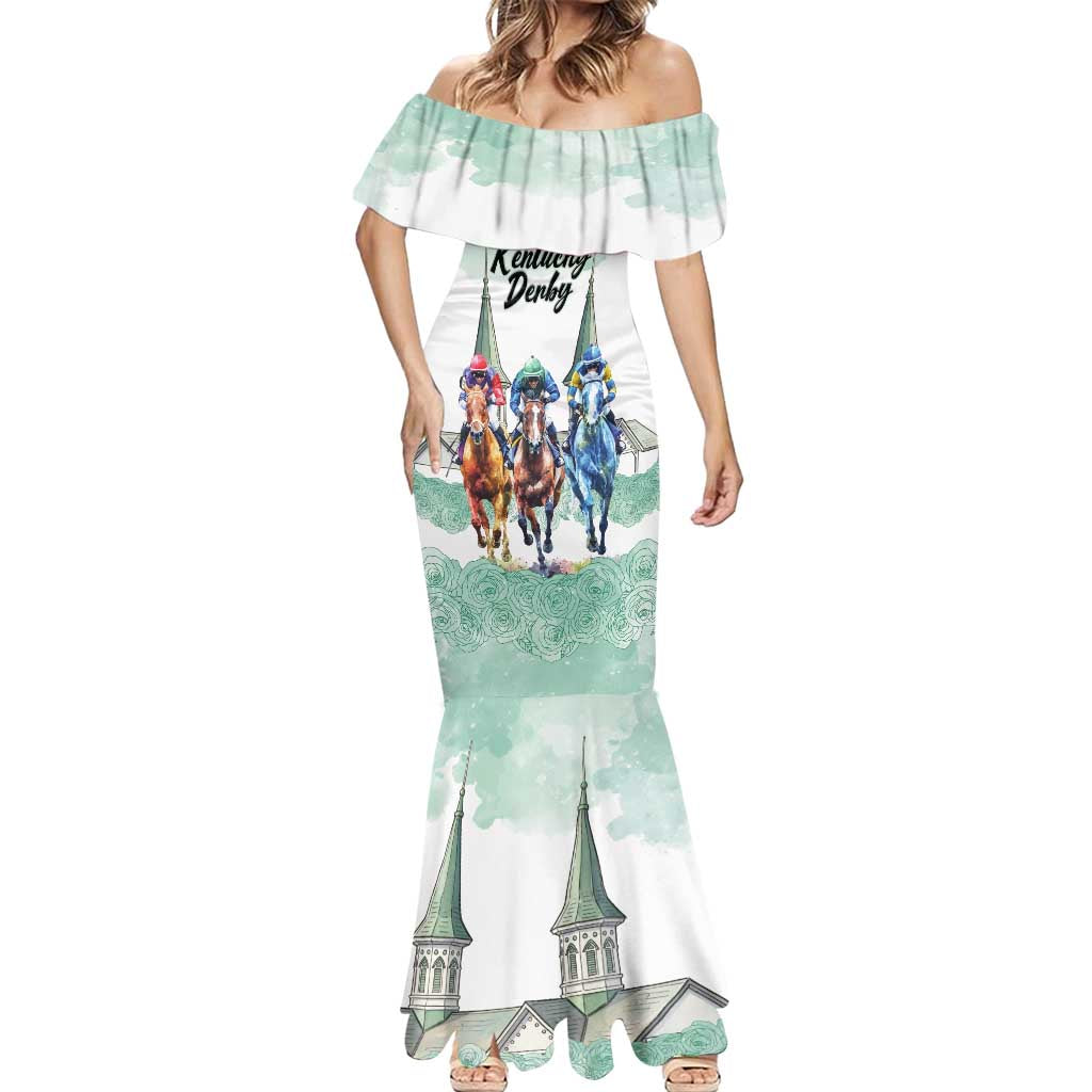 Kentucky Horse Racing Personalized Mermaid Dress Churchill Downs Roses Pastel Green