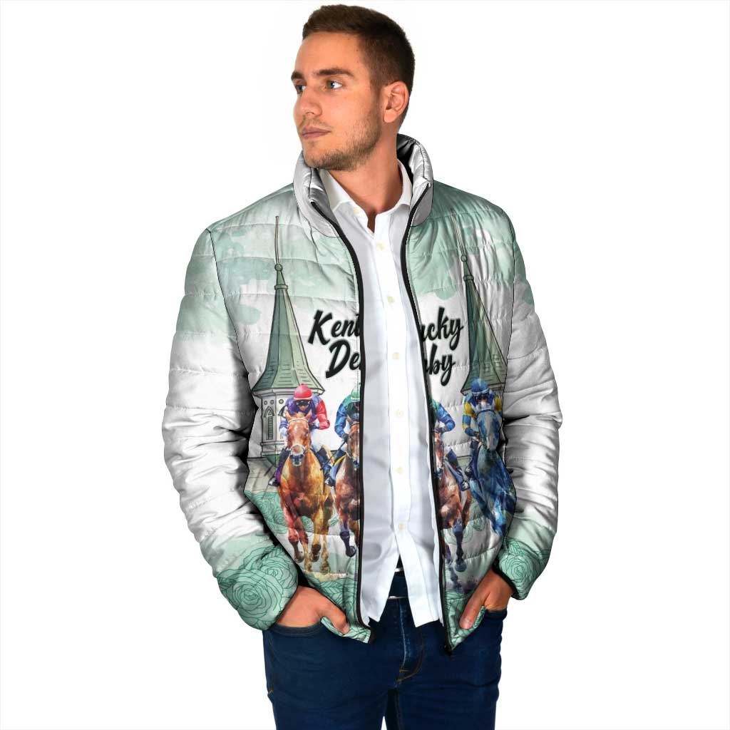 Kentucky Horse Racing Personalized Padded Jacket Churchill Downs Roses Pastel Green