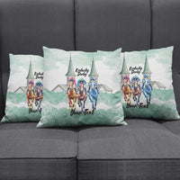Kentucky Horse Racing Personalized Pillow Cover Churchill Downs Roses Pastel Green