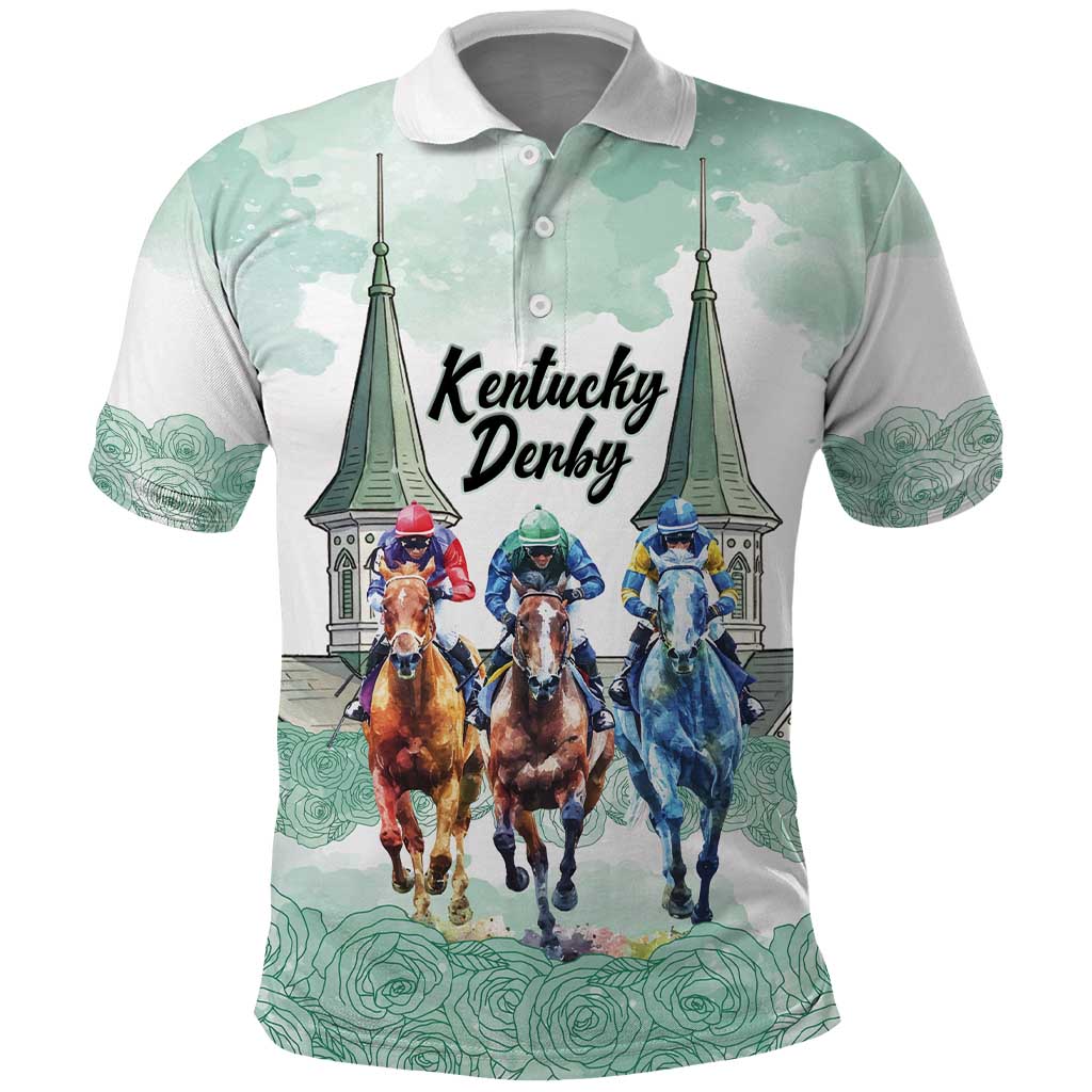 Kentucky Horse Racing Personalized Polo Shirt Churchill Downs Roses Pastel Green