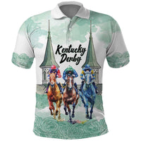 Kentucky Horse Racing Personalized Polo Shirt Churchill Downs Roses Pastel Green